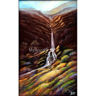 Water Fall Natural Scenary Oil Painting
