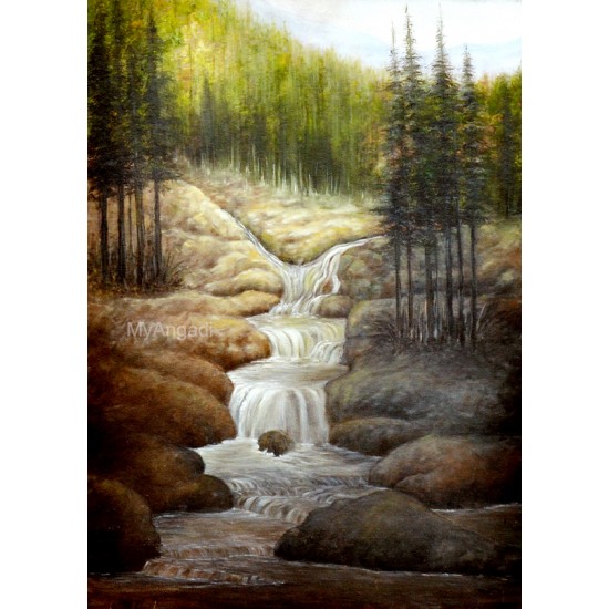 Water Fall Natural Scenary Oil Painting Water Fall Natural Scenary Oil Painting