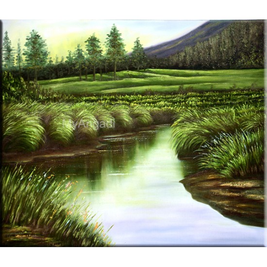 River Natural Scenary Oil Painting