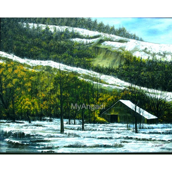 Snowfall Natural Scenary Oil Painting