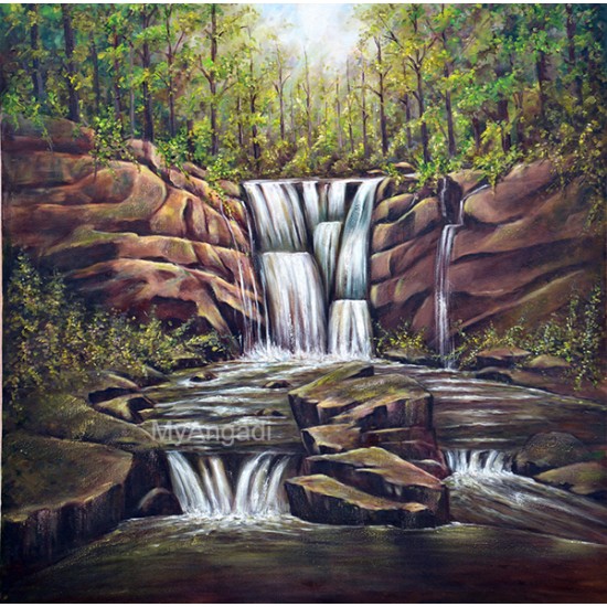 Water Fall Natural Scenary Oil Painting