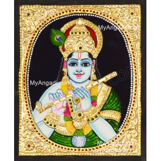 Flute Krishna Tanjore Painting