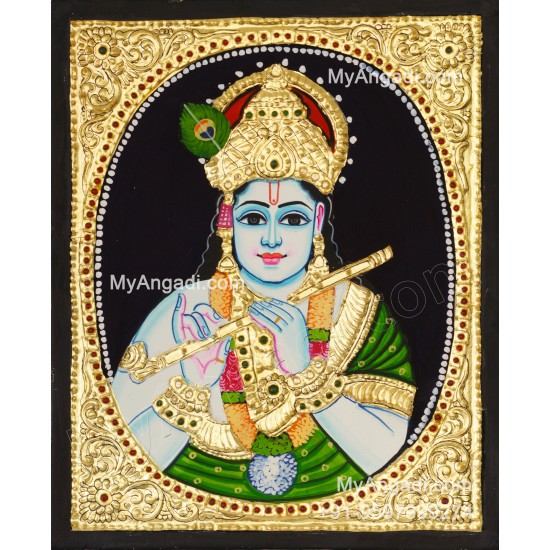 Flute Krishna Tanjore Painting