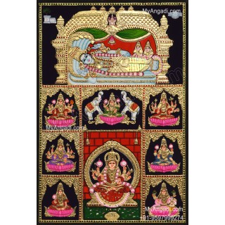 Ashta Lakshmi Tanjore Painting, AshtaLakshmi Tanjore Painting