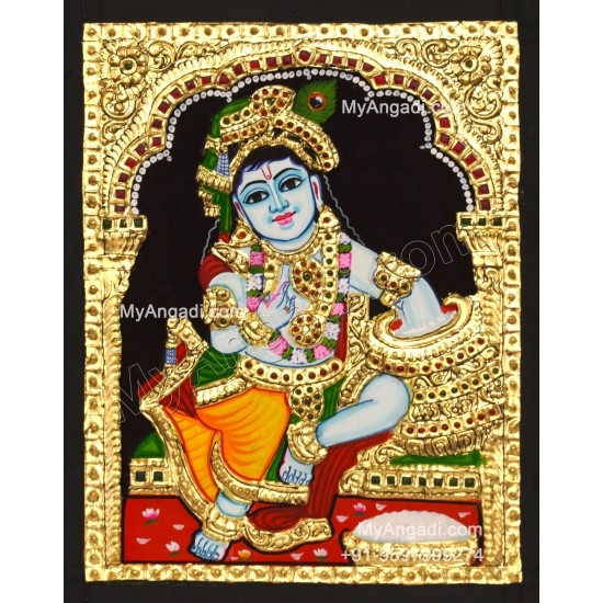 Butter Krishna Tanjore Painting, Baby Krishna Tanjore Painting