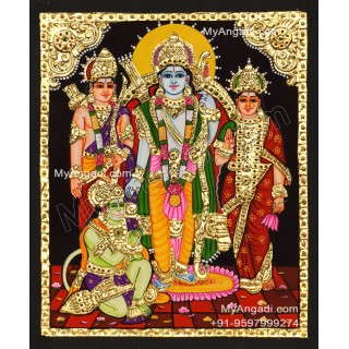 Ram Darbar - Ram with Sita, Hanuman, Lakshmanan  Tanjore Painting
