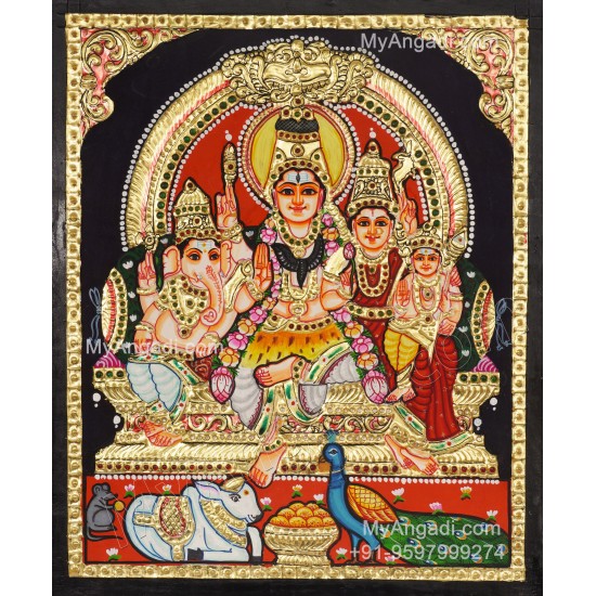 Shivan Family Tanjore Painting