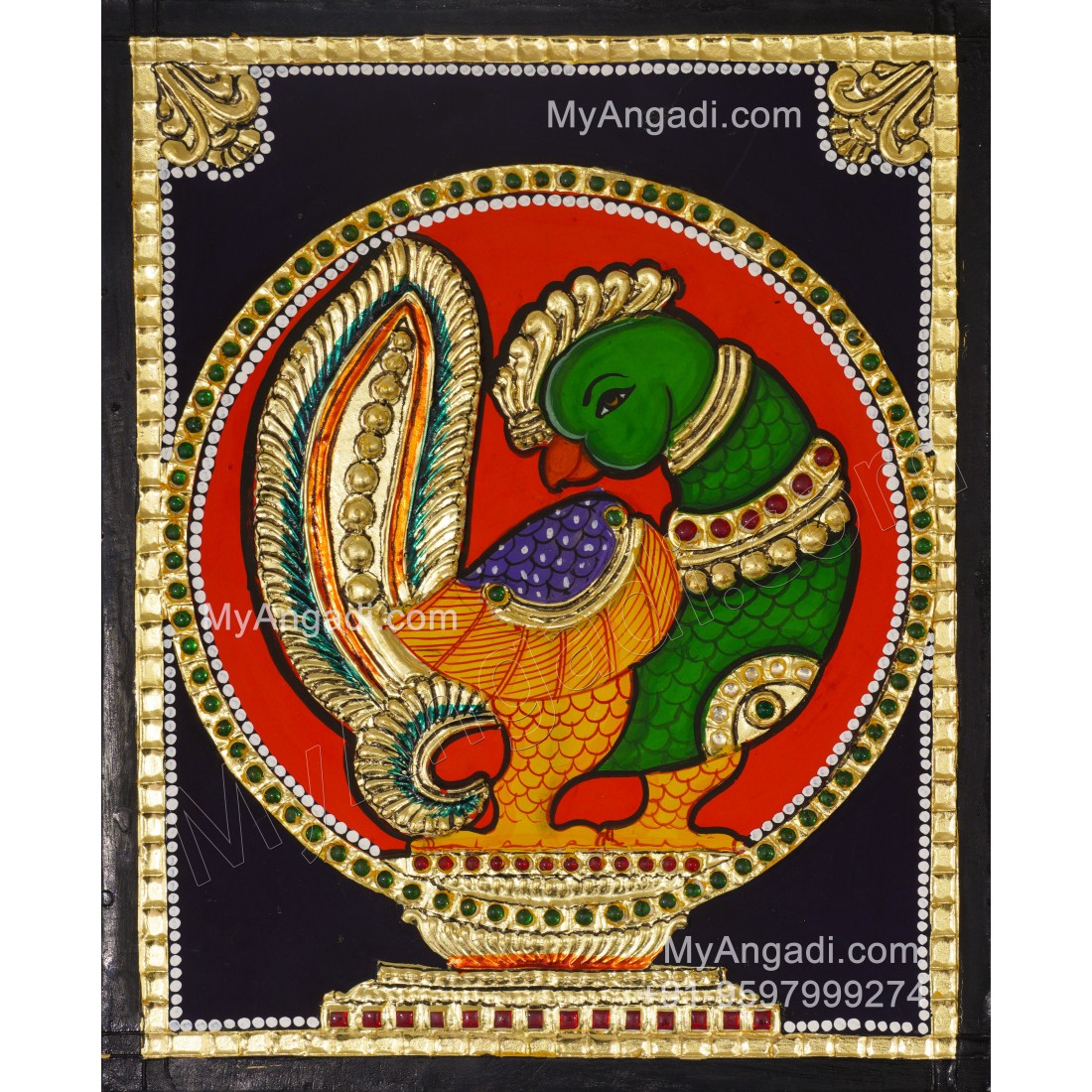 Parrot Tanjore Painting, Buy Parrot Tanjore Paintings, Parrot Tanjore ...