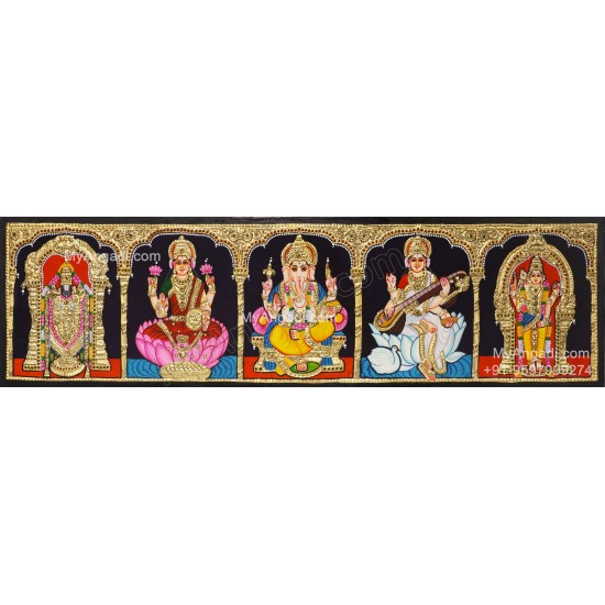 5 God - Ganesha, Lakshmi, Saraswathi, Balaji, Murugan Tanjore Paintings 5 God - Ganesha, Lakshmi, Saraswathi, Balaji, Murugan Tanjore Paintings