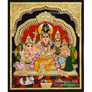 Shivan Family Tanjore Painting