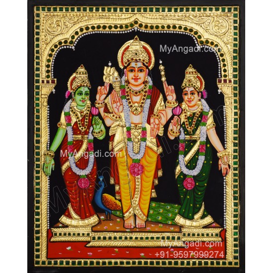 Murugan Valli Deivanai Tanjore Painting