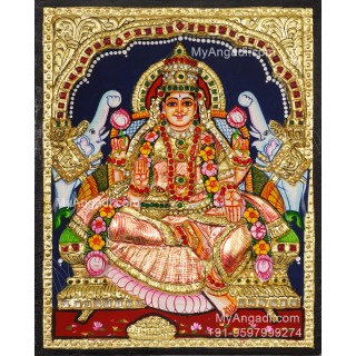 Gajalakshmi 3d Embossed Tanjore Painting