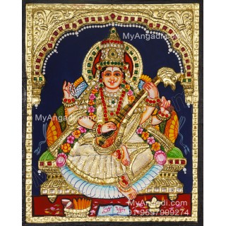 Saraswathi  3D Tanjore Painting