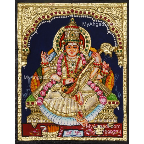 Saraswathi  3D Tanjore Painting