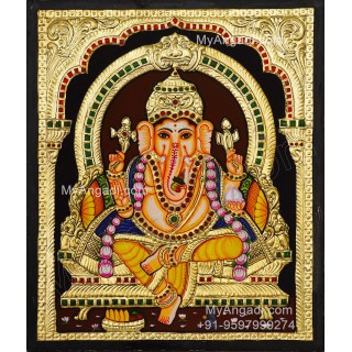 Left Trunk Ganesha Tanjore Paintings