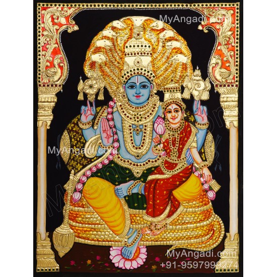 Vishnu and Lakshmi Devi Tanjore Painting