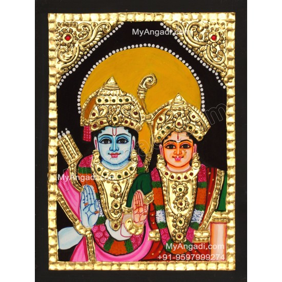 Ram Sita Small Size Tanjore Painting