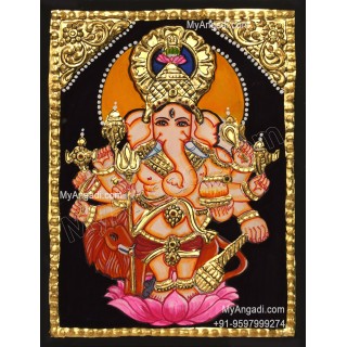 Kan Drishti Ganesha Tanjore Painting