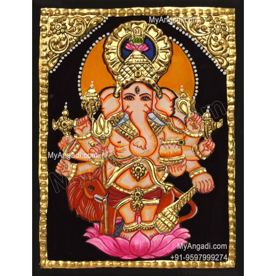 Kan Drishti Ganesha Tanjore Painting