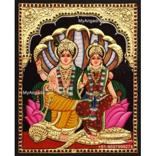 Vishnu and Lakshmi Tanjore Painting, 