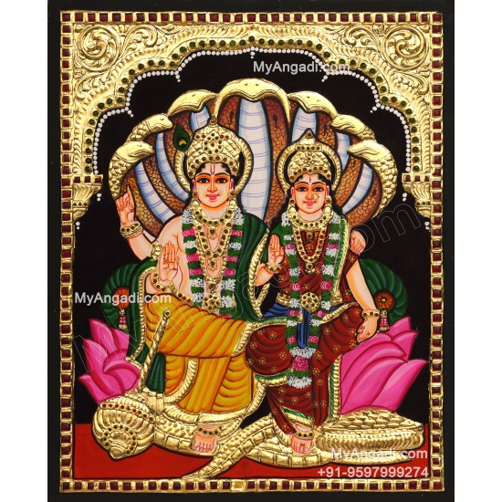 Vishnu and Lakshmi Tanjore Painting, 