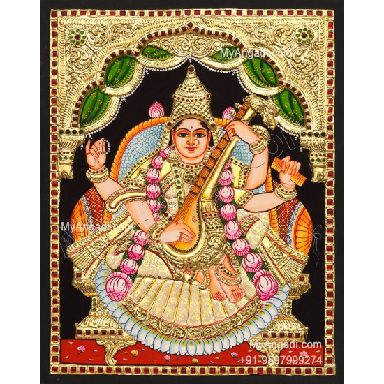 Saraswathi  2D Tanjore Painting