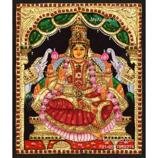 Gajalakshmi 3d Embossed Tanjore Painting