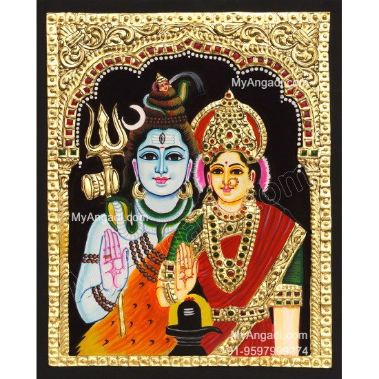 Shiva and Parvathi Devi Tanjore Paintings