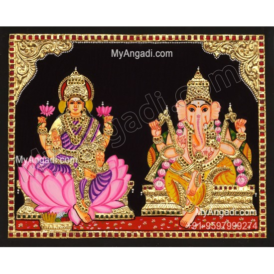 Panel Ganesha Lakshmi Tanjore Painting