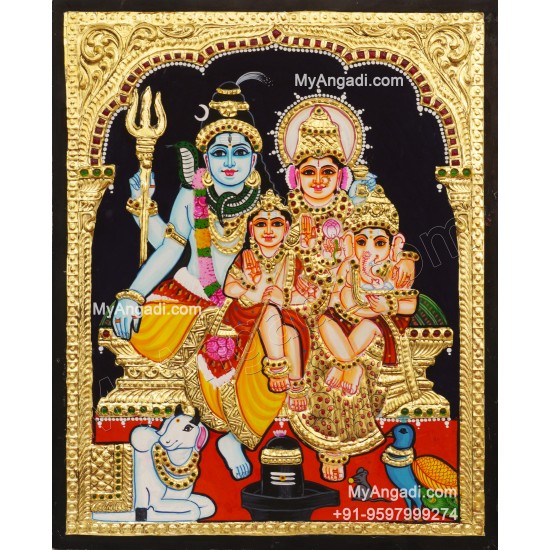 Shiva Family Tanjore Painting - Shiva Parivar