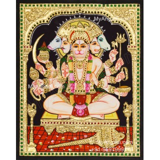 Panchamuga Hanuman Tanjore Painting