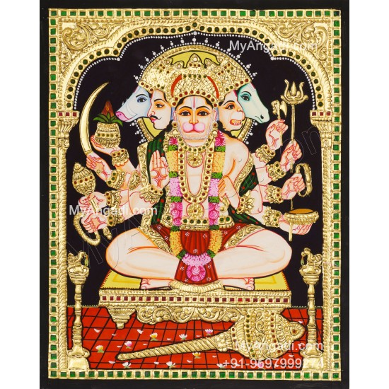 Panchamuga Hanuman Tanjore Painting