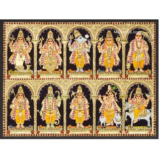 Dasavatharam Tanjore Painting, Vishnu Avatharam Tanjore Painting