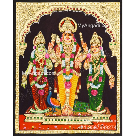 Murugan Valli Deivanai Tanjore Painting