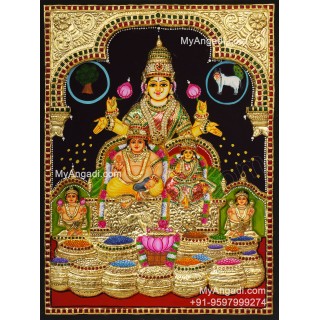 Kuber Lakshmi 2d Tanjore Painting