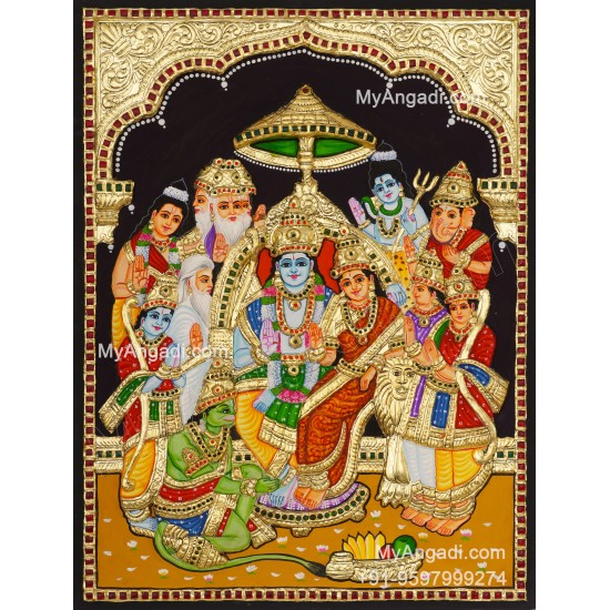 Ramar Pattabhishekam 2D Tanjore Painting