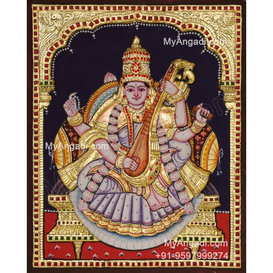 Saraswathi  3D Tanjore Painting