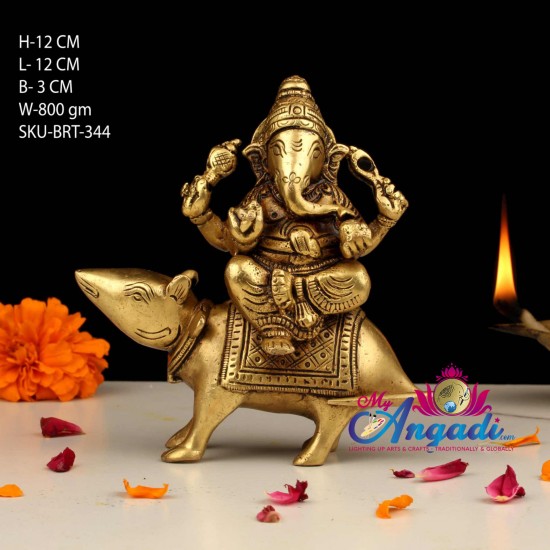 Mooshiga Ganesha Brass Statue Mooshiga Ganesha Brass Statue