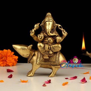 Mooshiga Ganesha Brass Statue
