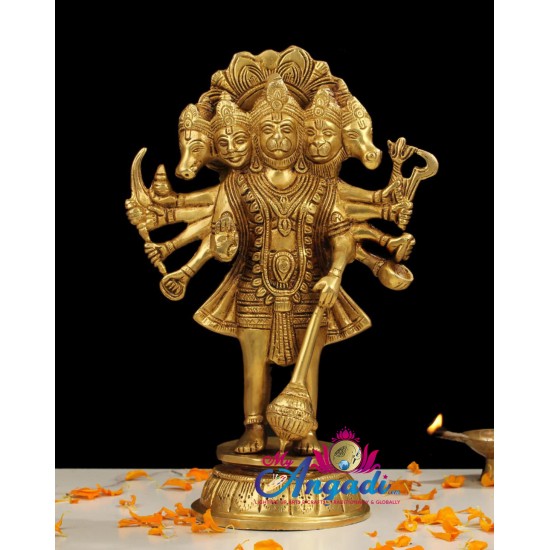 Panchamuga Anjaneya Brass Statue Panchamuga Anjaneya Brass Statue