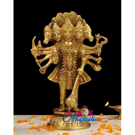 Panchamuga Anjaneya Brass Statue