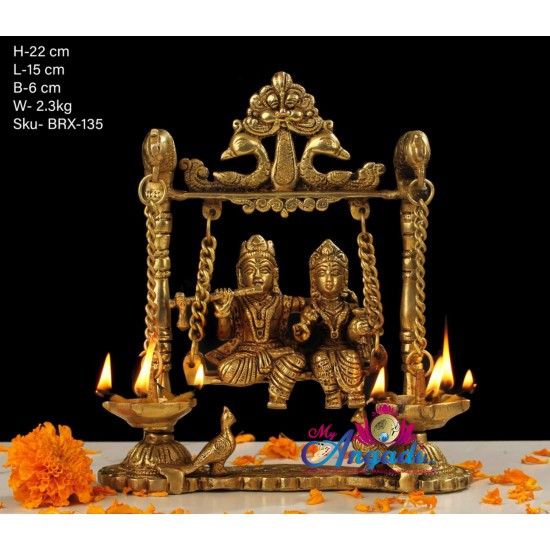 Radha Krishna With Lamp Brass Statue Radha Krishna With Lamp Brass Statue