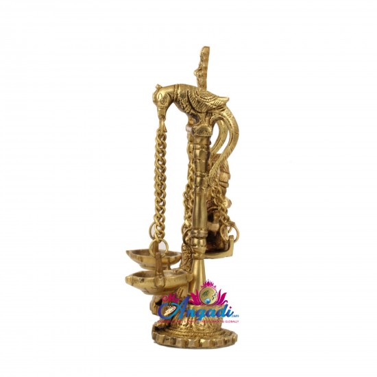 Radha Krishna With Lamp Brass Statue