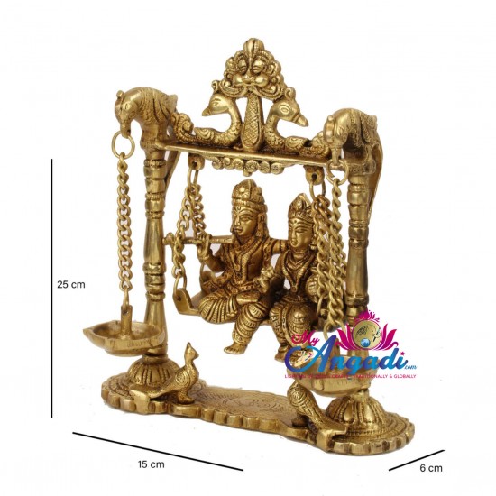 Radha Krishna With Lamp Brass Statue