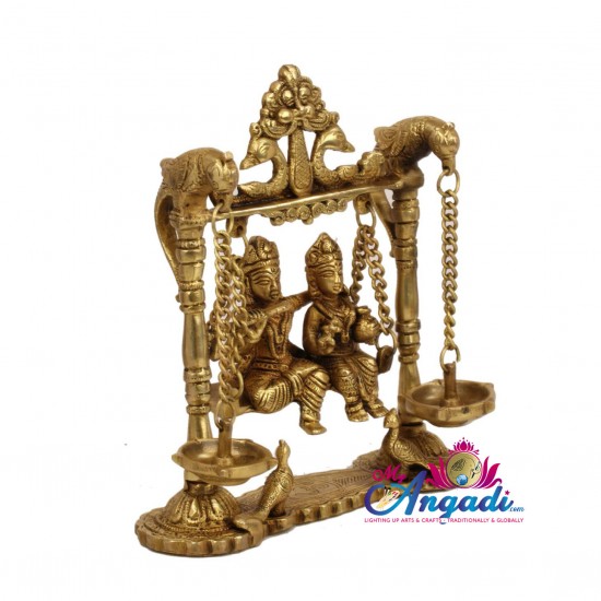 Radha Krishna With Lamp Brass Statue Radha Krishna With Lamp Brass Statue