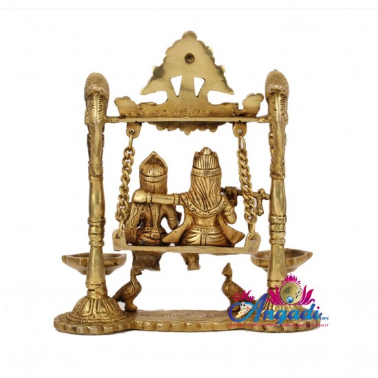 Radha Krishna With Lamp Brass Statue