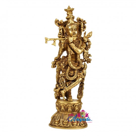 Krishna Fluting  Brass Statue