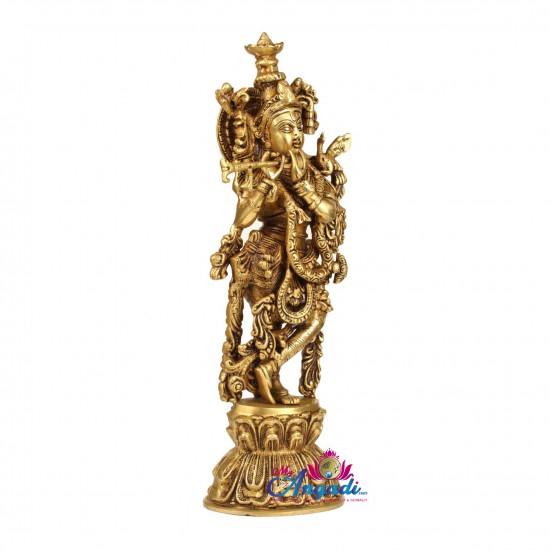 Krishna Fluting  Brass Statue