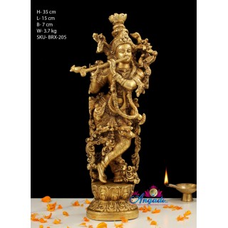 Krishna Fluting  Brass Statue