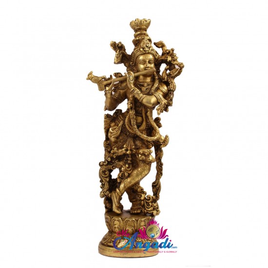 Krishna Fluting  Brass Statue